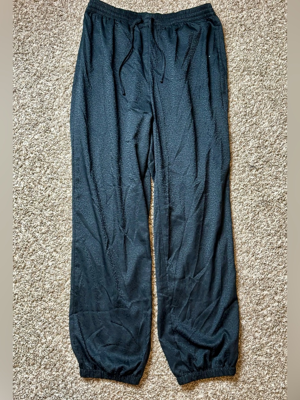 Victoria’s Secret Black Leopard Satin Pajama Jogger Pants - Medium Regular